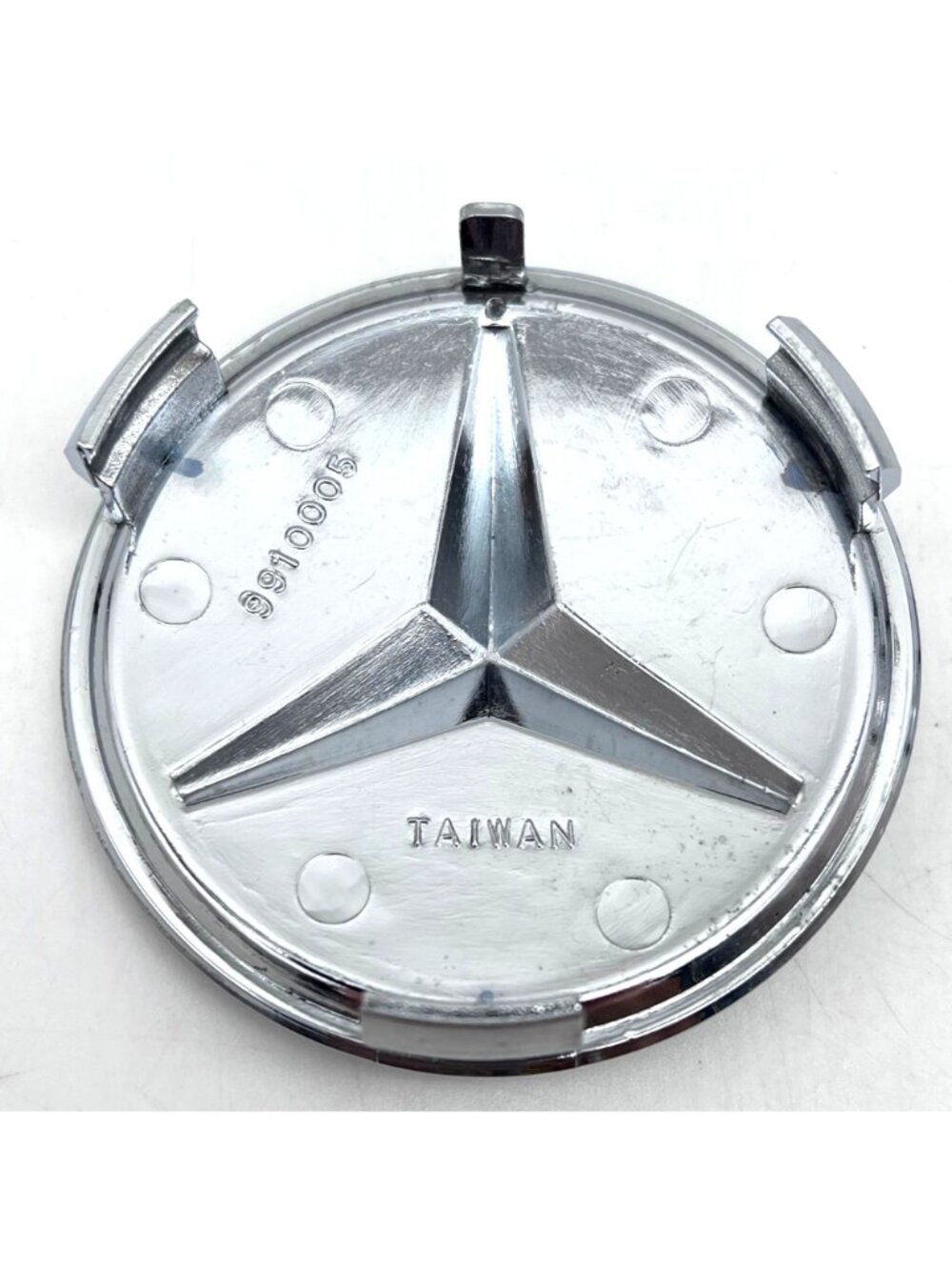 Set Of 4 Chrome Mercedes-Benz Wheel Center Caps Hubcaps 9910005 2 Broken Tabs - Picture 3 of 12